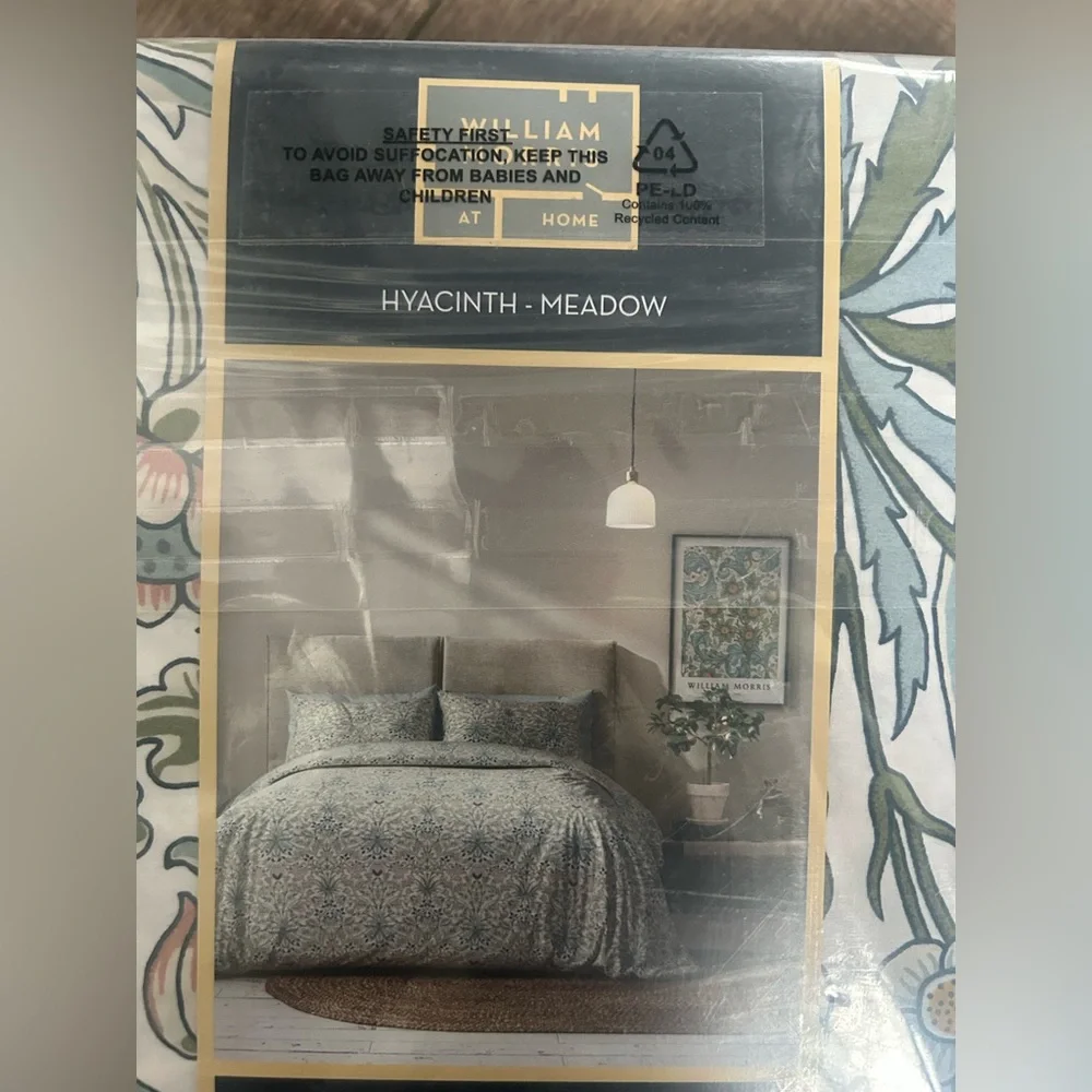 NEW William Morris Hyacinth Meadow 100% Cotton KING Duvet Cover Shams 3pc